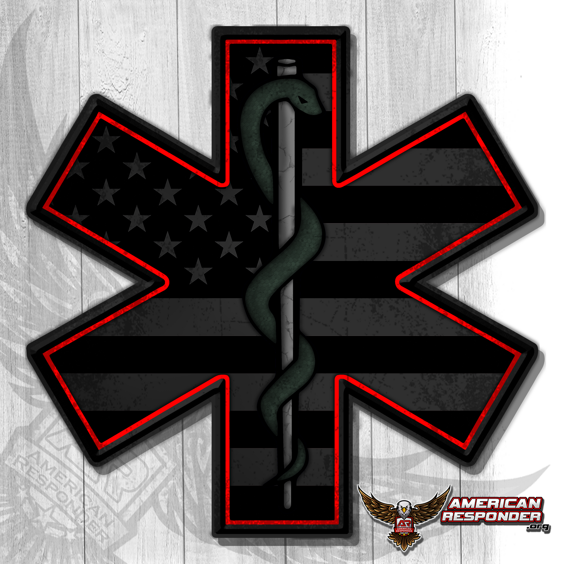 Subdued EMS Decal w/ Red Outline - American Responder Designs