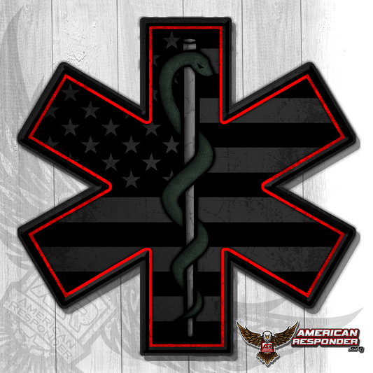 Subdued EMS Decal w/ Red Outline - American Responder Designs