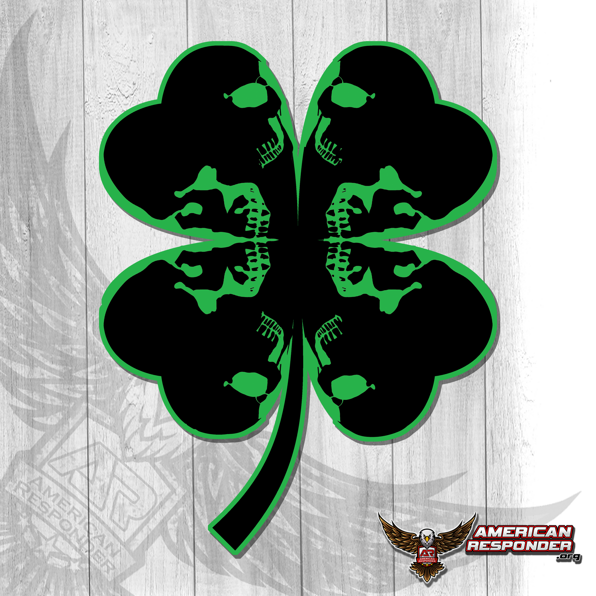 Irish Skull Clover Helmet Decal - American Responder Designs