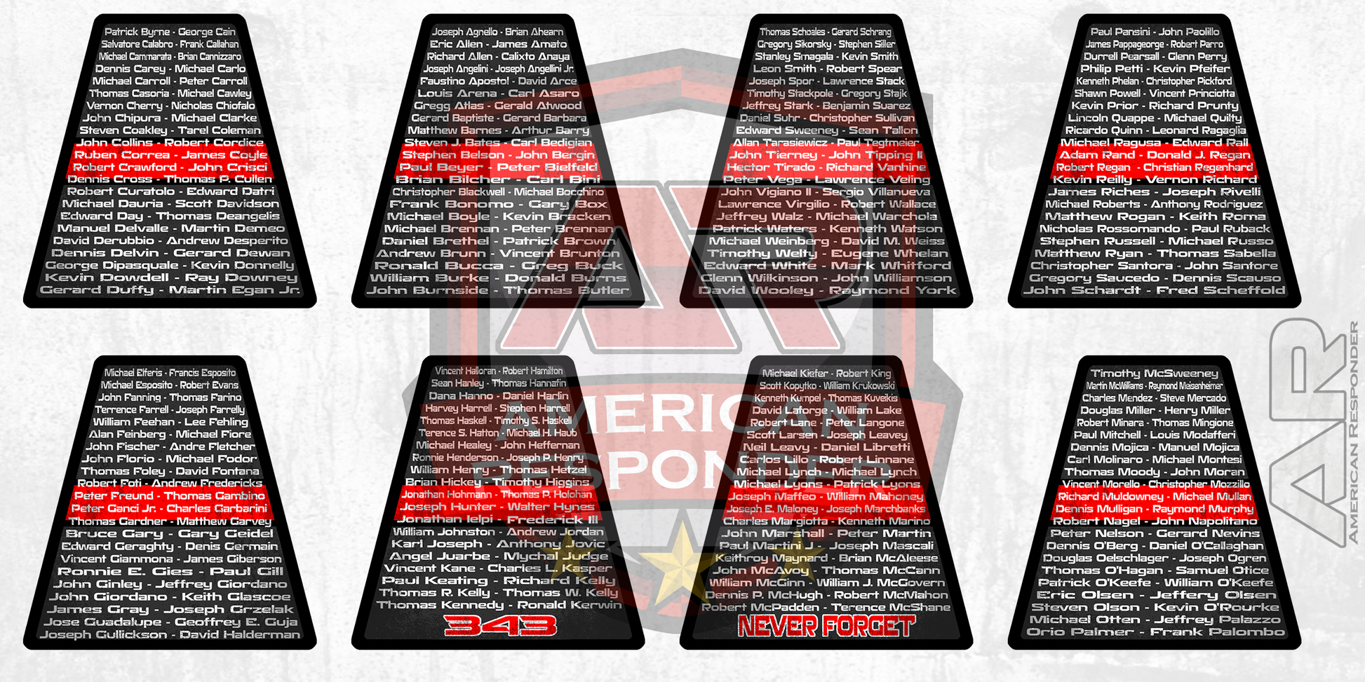 343 Remembrance Helmet Tetrahedrons - American Responder Designs